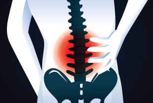 71655835 - red signal at spine area. this illustration about human back pain.